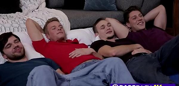 Hot young gay teens fuck each other hard while their friend is sleeping.